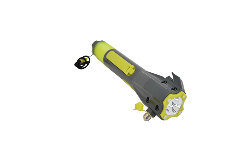 led torch, hammer, compass