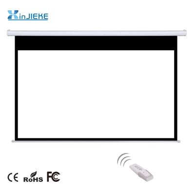 Wall Mount Projection High Resolution Motorized Electric Projector Screen with Remote Control