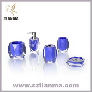 Blue acrylic/ polyresin bathroom accessories sets for hotel