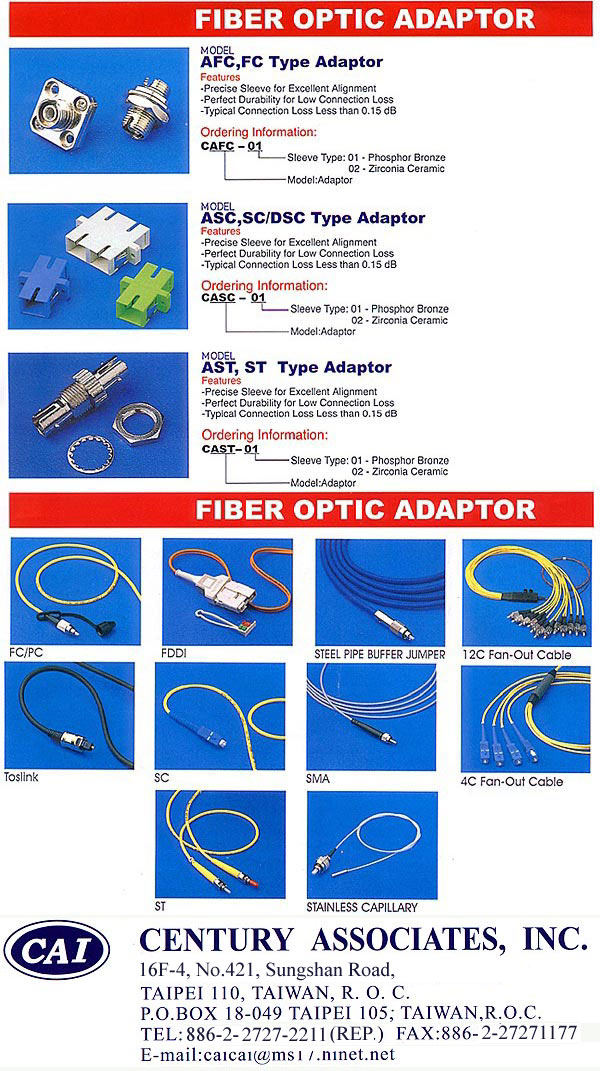 Fiber Optic Connector, Adaptors & Patch Cords