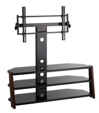 Baiyer Plasma TV stand YV-603W,black galss & powder black coated metal