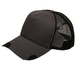 Frayed Trucker Cap-Grey Black