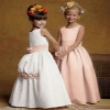 wholesale satin hand-made flower A-line princess floor length flower girl dress,bridesmaid dresses custom made all color size