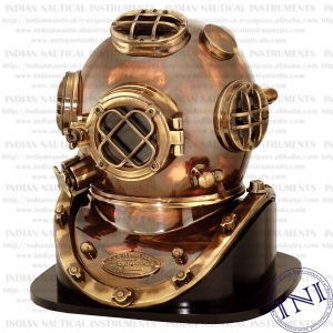 Diving Helmet on Wooden Base