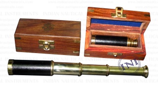 Brass Telescope in Wooden Box