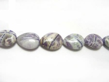 Purple Flower Jade Flat Teardrop Bead Strand