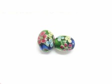 Bi-coloured Drum Lampwork Beads