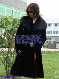 Custom fashion rex rabbit fur coat+weasel skin collar s-08-256