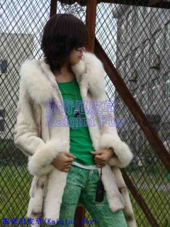 biocolor stitching together rabbit fur  coat+fox fur top s-39