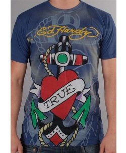 Ed Hardy MENS SHORT SLEEVE SHADOW TEE, HEART ANCHOR