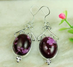 925 Sterling Charoite  gemstone earrings