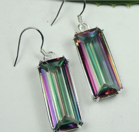 925 Sterling Silver white quartz gemstone earrings good for ebay sales