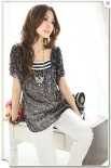 Fashion floral double- layer chiffon  dress