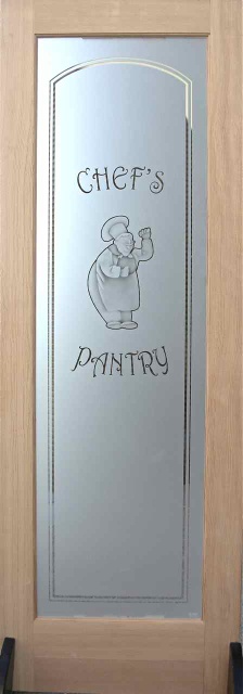 Etched Glass Pantry Door - Happy Chef