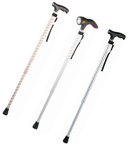 Telescopic walking stick with LED light