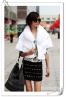 Fox Fur Collar Layer Style White Coat