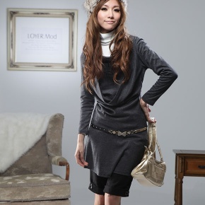 Fashion Draped Collar Winter Dress