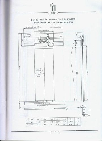 ELEVATOR 2 PANELS CENTRAL OPENING CABIN DOOR