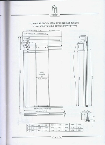 ELEVATOR 2 PANELS SIDE OPENING CABIN DOOR