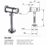 Button type urine flush valve