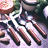 Flatware Set W / Three Dimensidnal Surface Coat Printing Plastic Handle