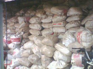 Copper ore in bags