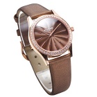 ChenS Womens Satin Strap Rose Gold-tone Diamond Watch