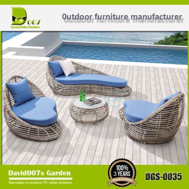 Luxury outdoor furniture garden PE rattan sofa set