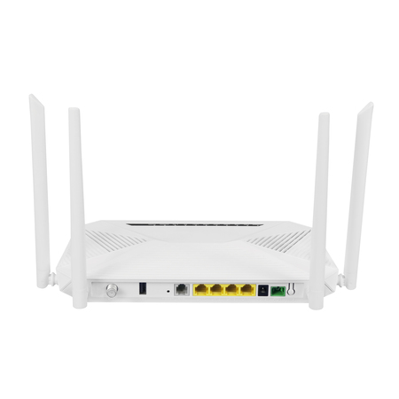 Model Number:HUR4101XR PON Interface:1 GPON BoB(Class B+/Class C+) LAN Interface:4 x 10/100/1000Mbps auto adaptive Ethernet interfaces. Wifi:2.4G&5G wavelength:Tx1310nm/Rx1490nm Optical interface:SC/APC connector power supply:+12V,1A Dimension:260mm*158mm*192mm(L*W*H) Wavelength:TX: 1310nm, RX: 1490nm Transmission distance:20KM Application:FTTH FTTB FTTX Network Power Input:≤6W