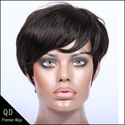  Rihanna Style Short Bob Indian Remy Hair Machine Made Wigs