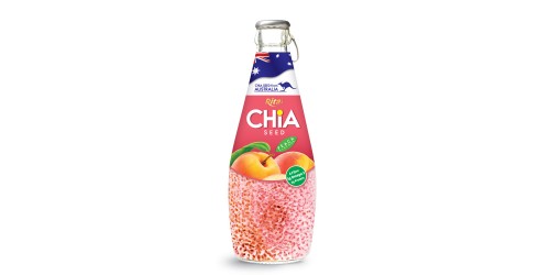 Glass Water Bottles Chia Seeds Peach