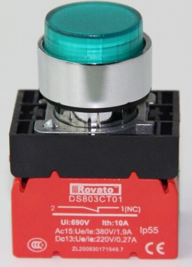 Rovato LED push button switch Green