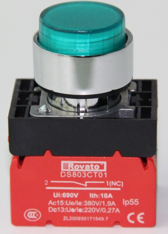 Rovato LED push button switch Green