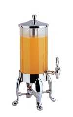 The 1.8 Gallon Euri Beverage Dispenser w/ Chrome Plated Legs & Acrylic Jar, Stainless Steel - 1A18610CH