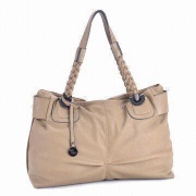 Ladies Leather Handbag with PU Material, Double Handle and Black Hardware H0727-2