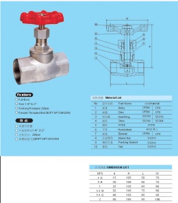 Full Bore 200PSI Stainless Steel Globe Valve