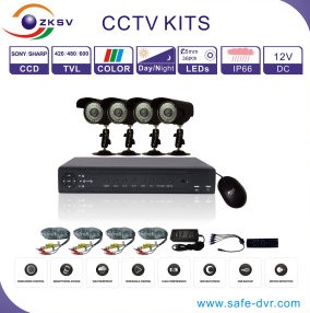 HD 4CH Standalone DVR, Free DDNS, 3G DVR, 4PCS Sony CCD 600tvl Cameras