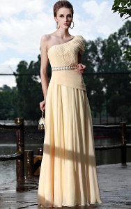 DORISQUEEN 2011 bright yellow ruffle one-shoulder evening dress