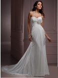 Column/Sheath Sweetheart Court Train Chiffon Wedding Dress