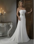 Column/Sheath Sweetheart Court Train Chiffon Wedding Dress