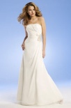 Column Strapless Floor Length Beading Satin Wedding Dress