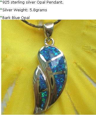 opal silver pendant