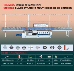 HZDM522 Glass Straight Multi-sides Edge Grinder