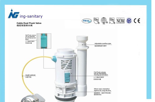 Cable dual flush valve for toilet tank