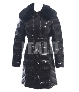 Woman Eiderdown Outwea Rex Rabbit Fur Collar 90%White Duck Down Long Slim Style Wholesale/Retail Color black