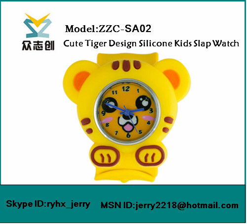 Cute Tiger Design Silicone Kids Slap Watch