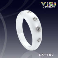 White ceramic diamond shelter setting ring