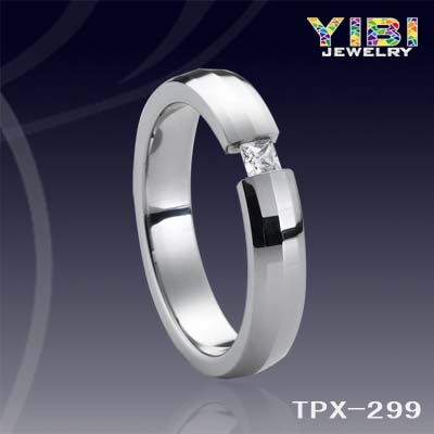 Channel inlaid gemstone tungsten carbide Women\s Band Ring