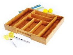 bamboo expandble flatware tray