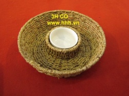 Water hyacinth tray, ceramic inside